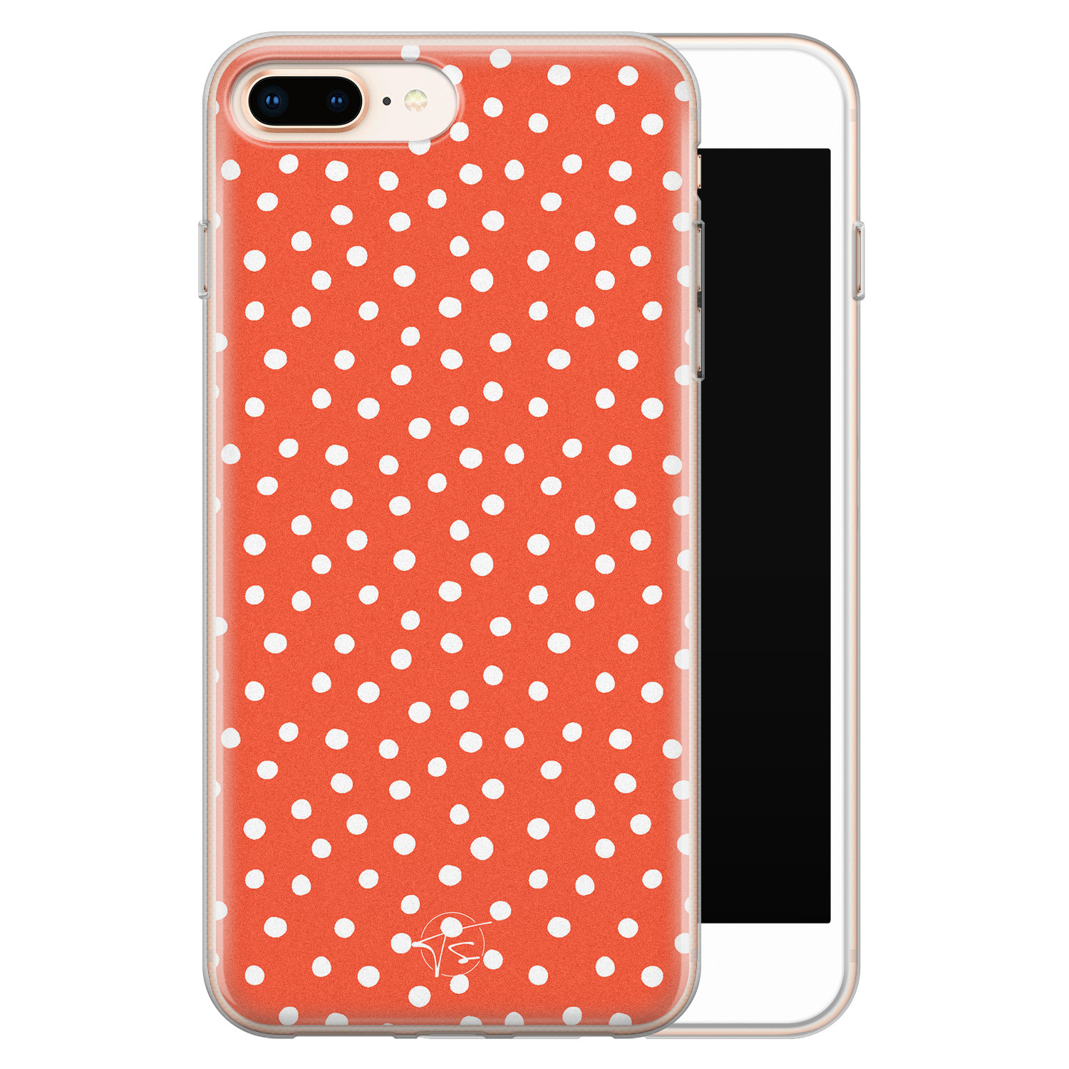 Telefoonhoesje Store iPhone 8 Plus/7 Plus siliconen hoesje - Oranje stippen