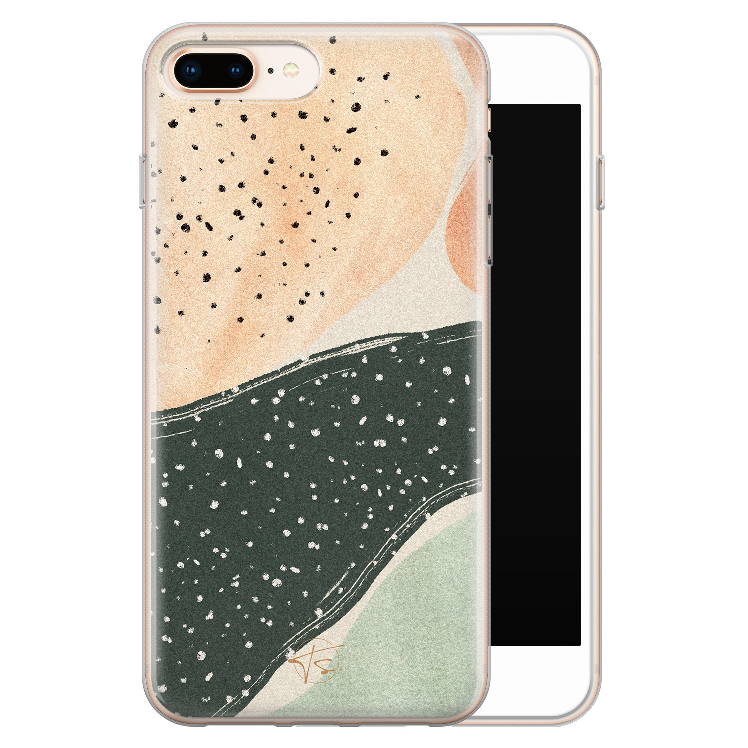 Telefoonhoesje Store iPhone 8 Plus/7 Plus siliconen hoesje - Abstract peach