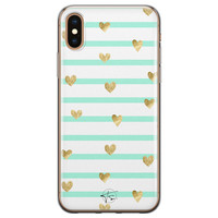 Telefoonhoesje Store iPhone XS Max siliconen hoesje - Mint hartjes