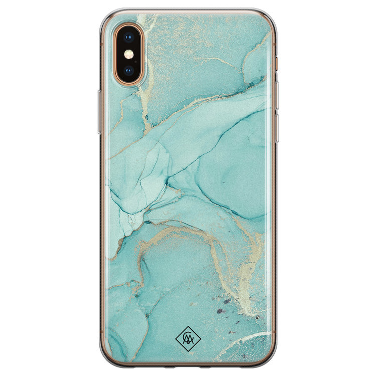Casimoda iPhone XS Max siliconen hoesje - Marmer mintgroen
