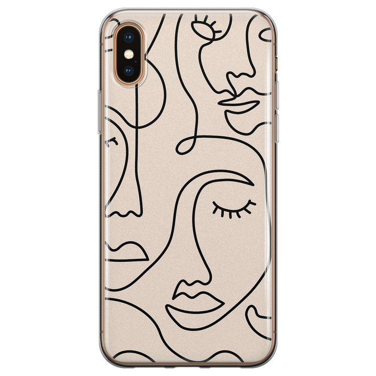 Leuke Telefoonhoesjes iPhone XS Max siliconen hoesje - Abstract face line