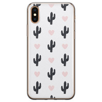 Leuke Telefoonhoesjes iPhone XS Max siliconen hoesje - Cactus hartjes
