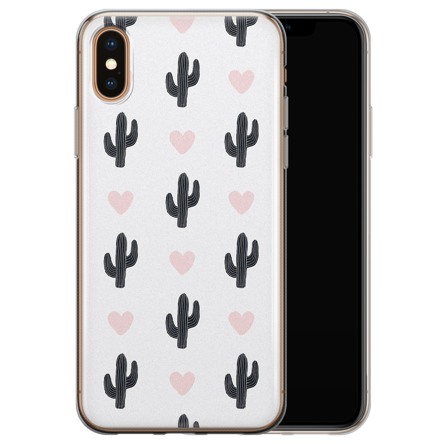 Leuke Telefoonhoesjes iPhone XS Max siliconen hoesje - Cactus hartjes