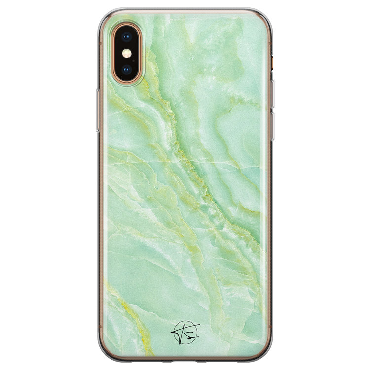 Telefoonhoesje Store iPhone XS Max siliconen hoesje - Marmer Limegroen
