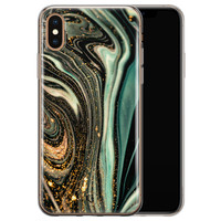 ELLECHIQ iPhone XS Max siliconen hoesje - Marble Khaki Swirl