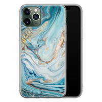 Telefoonhoesje Store iPhone 11 Pro siliconen hoesje - Marmer blauw goud