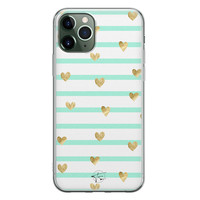 Telefoonhoesje Store iPhone 11 Pro siliconen hoesje - Mint hartjes