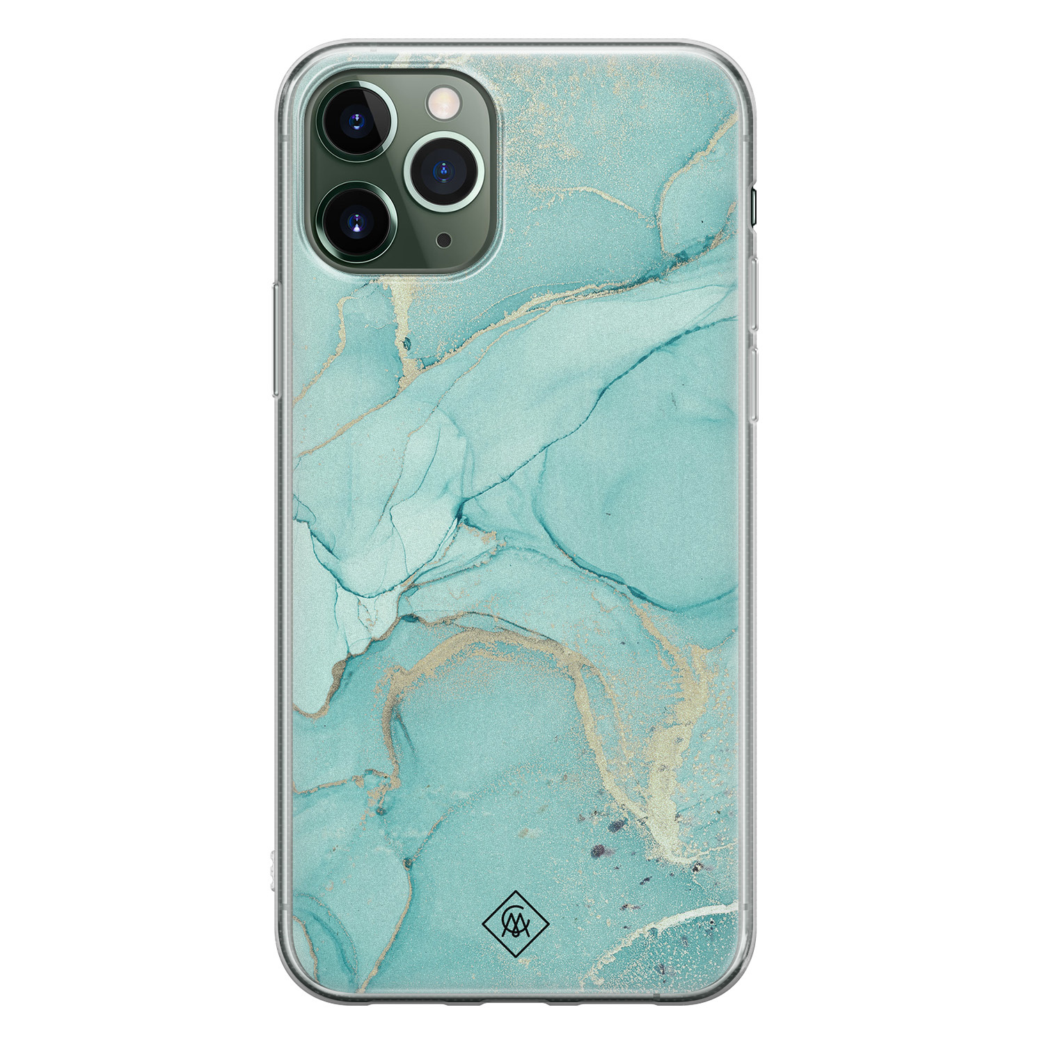 Casimoda iPhone 11 Pro siliconen hoesje - Marmer mintgroen