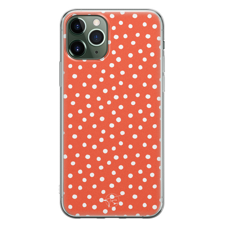 Telefoonhoesje Store iPhone 11 Pro siliconen hoesje - Oranje stippen