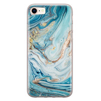 Telefoonhoesje Store iPhone 8/7 siliconen hoesje - Marmer blauw goud
