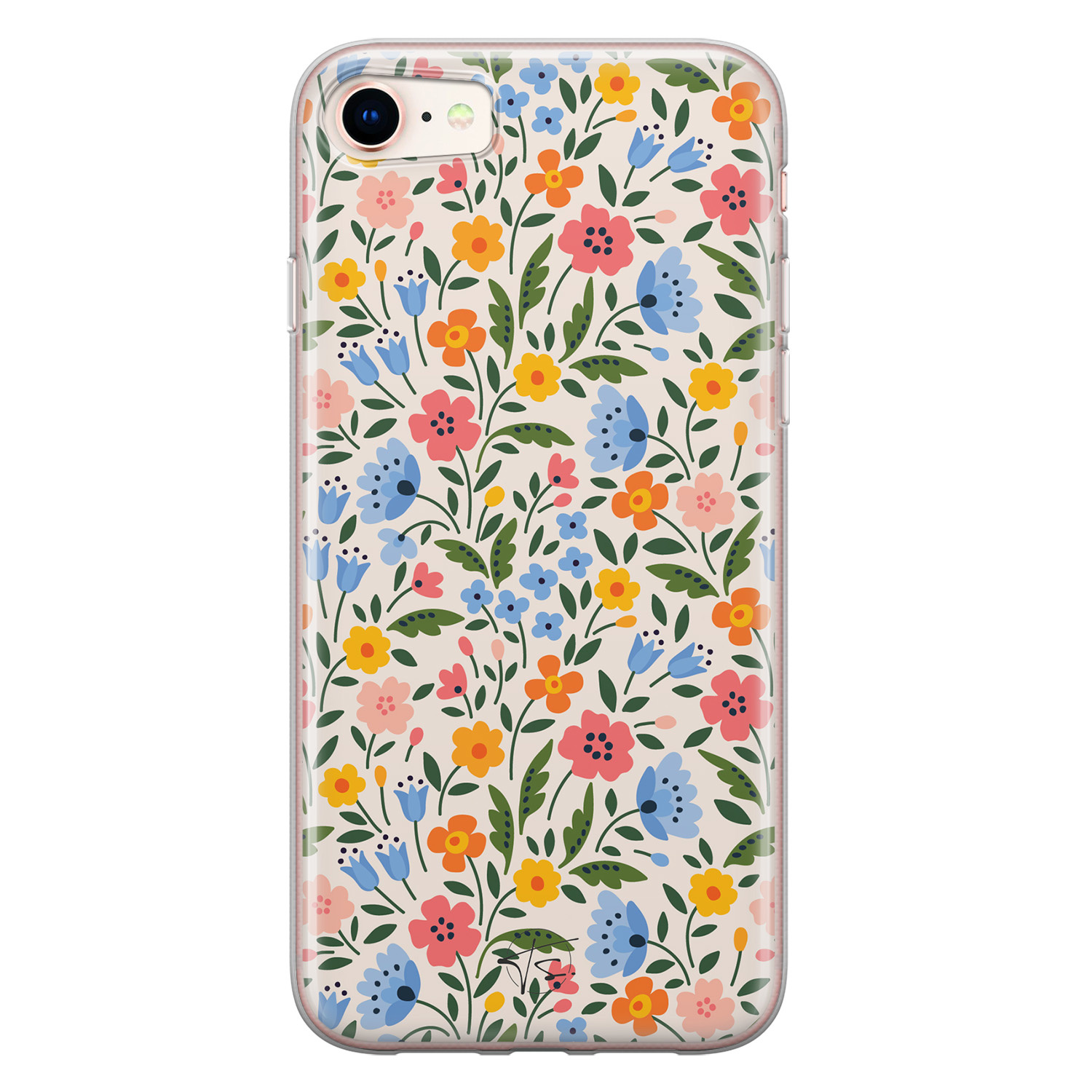 Telefoonhoesje Store iPhone 8/7 siliconen hoesje - Romantische bloemen