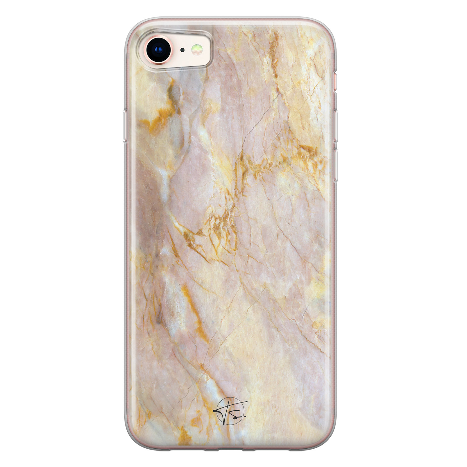 ELLECHIQ iPhone 8/7 siliconen hoesje - Stay Golden Marble