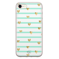Telefoonhoesje Store iPhone 8/7 siliconen hoesje - Mint hartjes