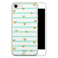 Telefoonhoesje Store iPhone 8/7 siliconen hoesje - Mint hartjes