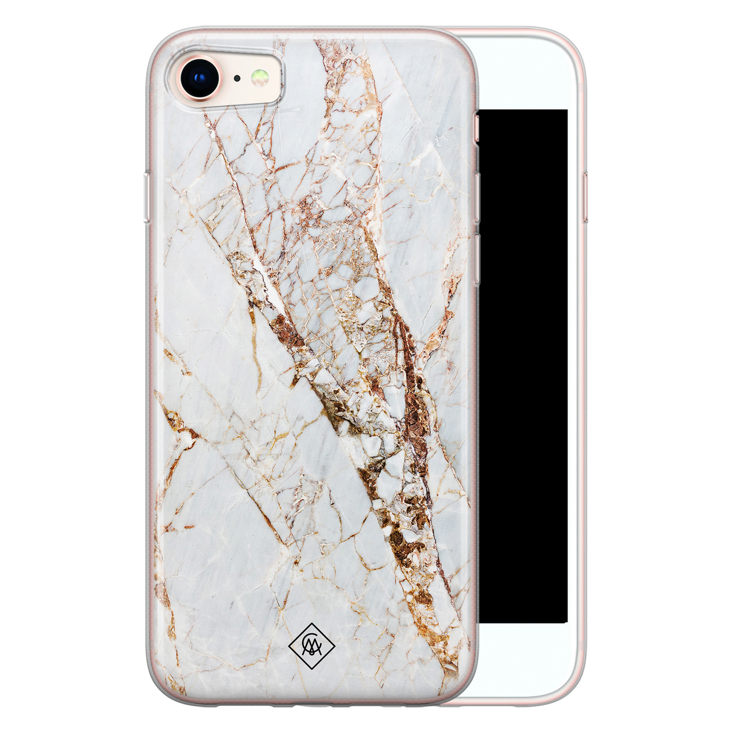 Casimoda iPhone 8/7 siliconen hoesje - Goud marmer