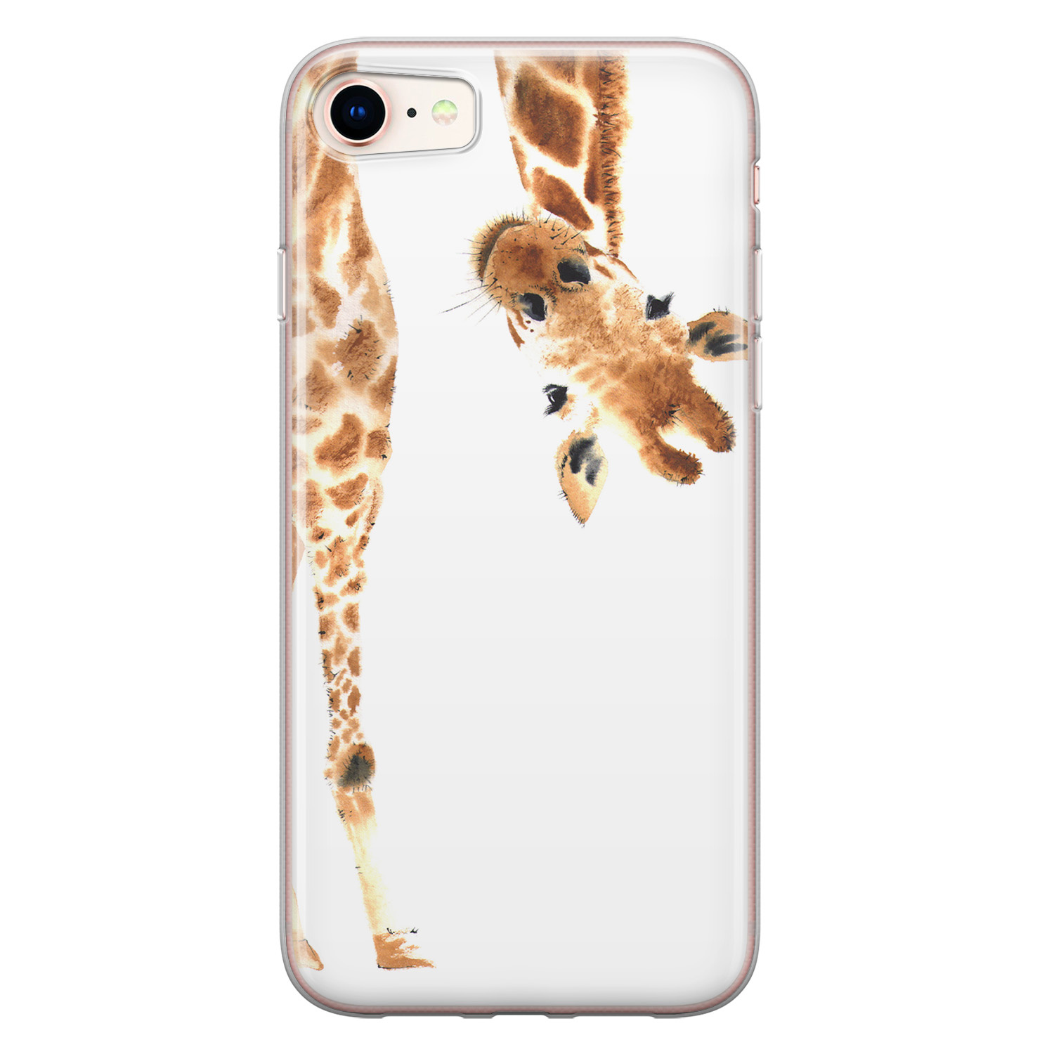 Leuke Telefoonhoesjes iPhone 8/7 siliconen hoesje - Giraffe