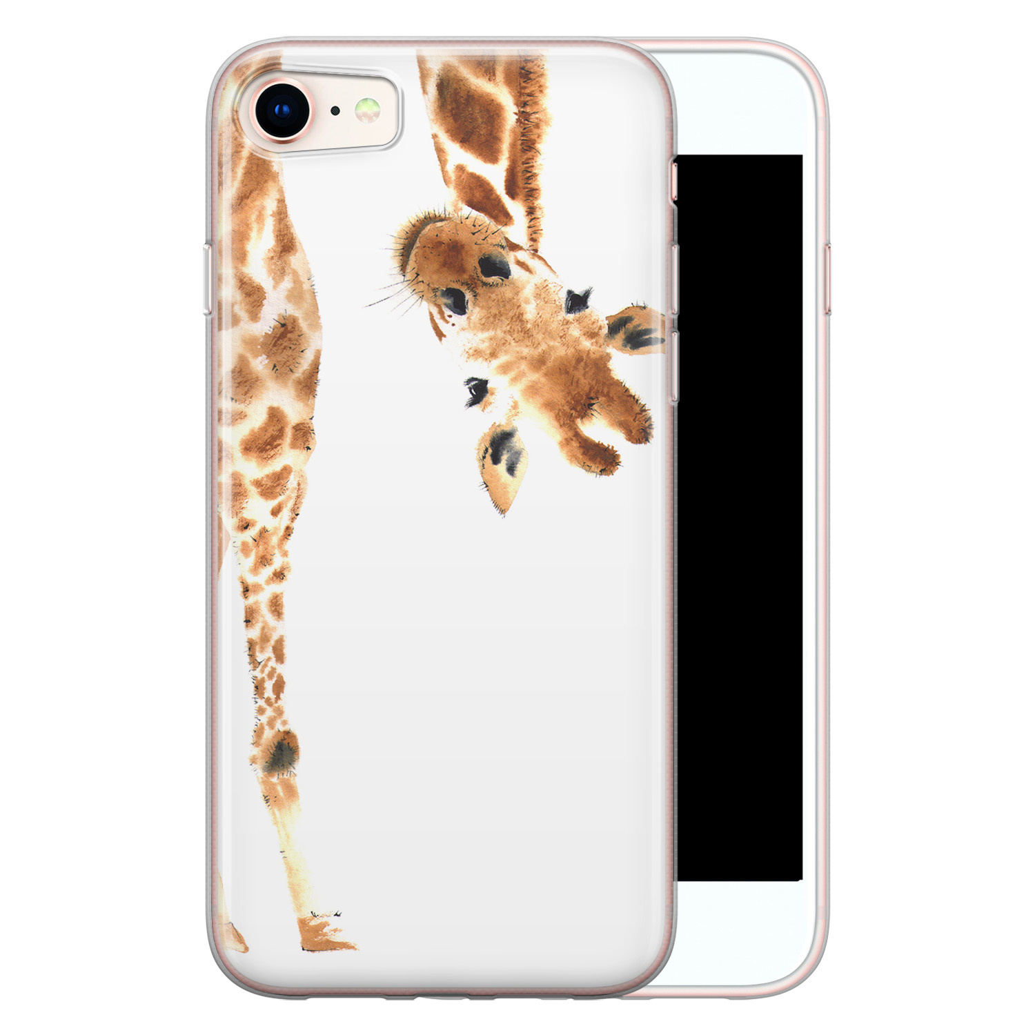 Leuke Telefoonhoesjes iPhone 8/7 siliconen hoesje - Giraffe