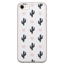 Leuke Telefoonhoesjes iPhone 8/7 siliconen hoesje - Cactus hartjes