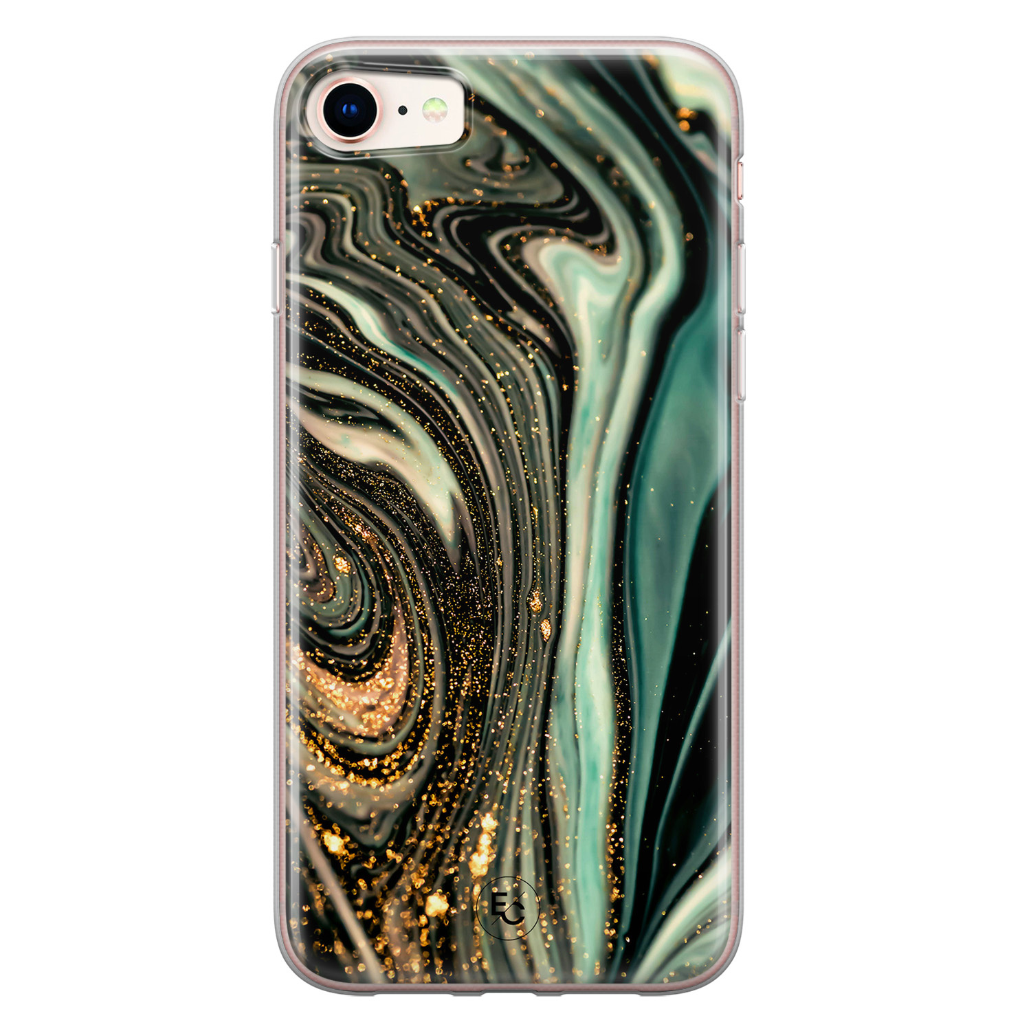 ELLECHIQ iPhone 8/7 siliconen hoesje - Marble Khaki Swirl