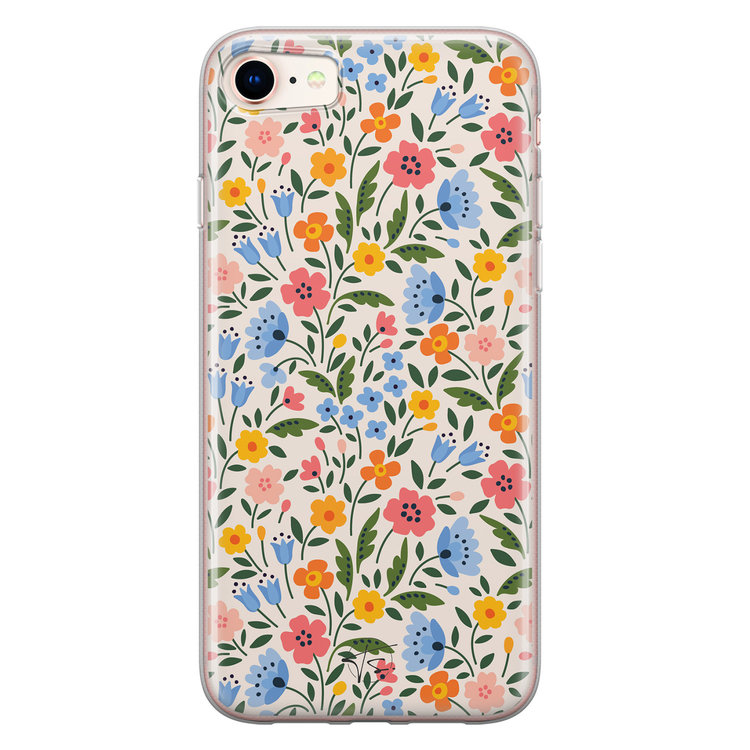 Telefoonhoesje Store iPhone SE 2020 siliconen hoesje - Romantische bloemen