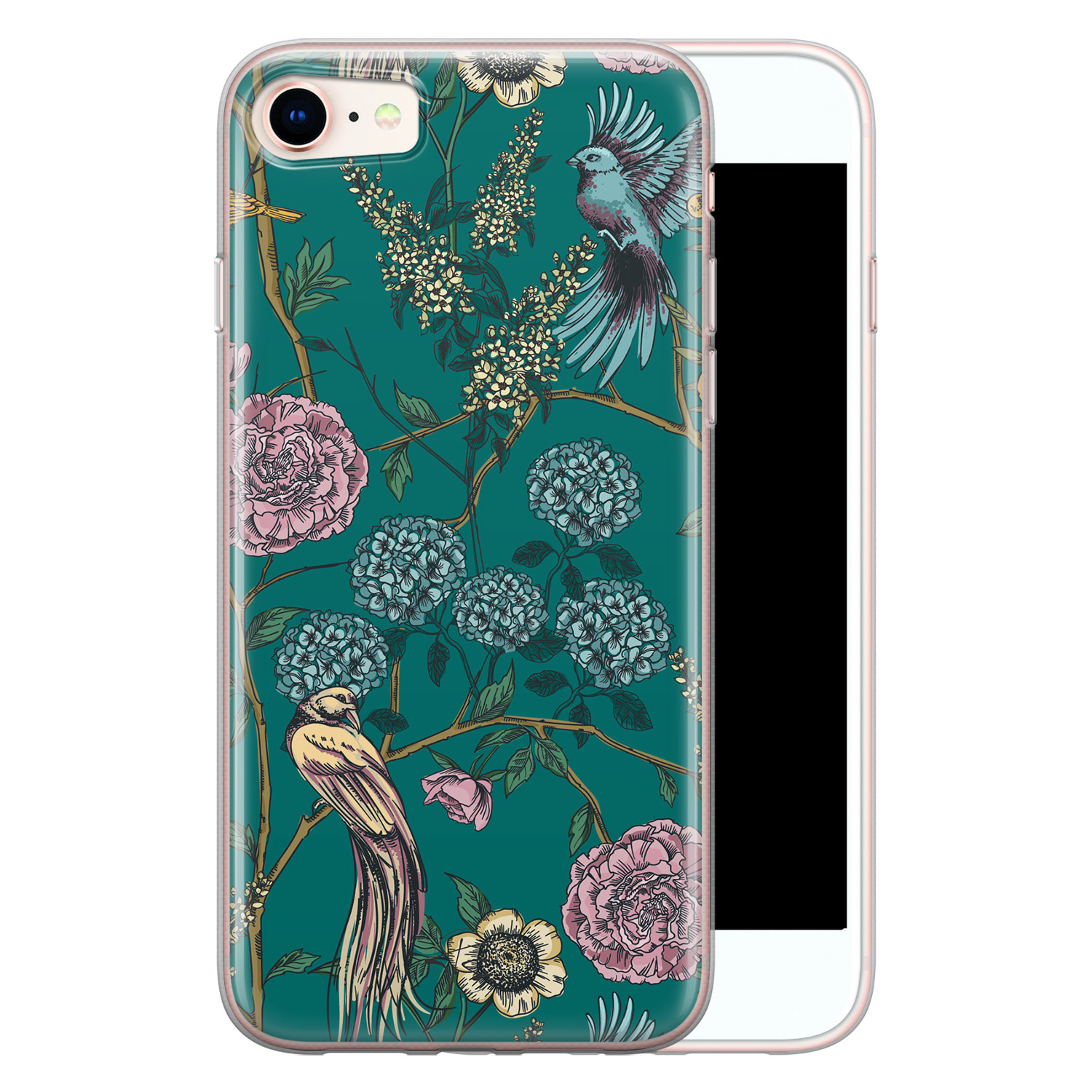 Telefoonhoesje Store iPhone SE 2020 siliconen hoesje - Bloomy birds