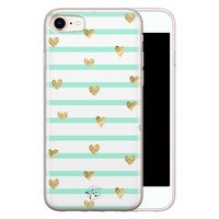 Telefoonhoesje Store iPhone SE 2020 siliconen hoesje - Mint hartjes