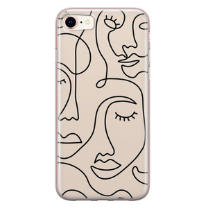 Leuke Telefoonhoesjes iPhone SE 2020 siliconen hoesje - Abstract face line