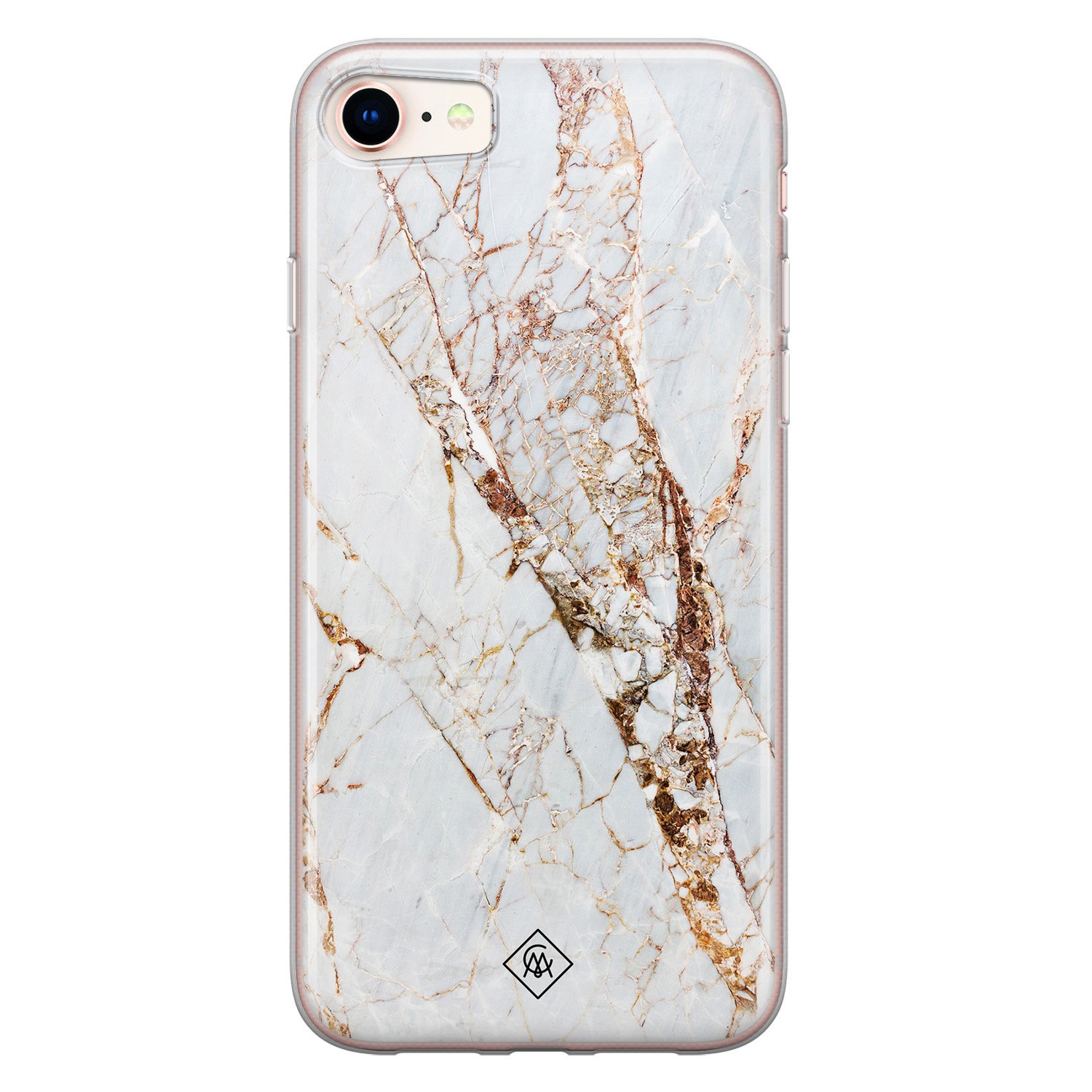 paperback Lunch Bron iPhone SE 2020 siliconen hoesje - Goud marmer - Telefoonhoesje Store