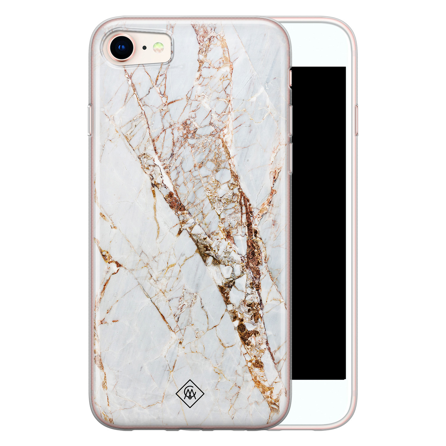 Casimoda iPhone SE 2020 siliconen hoesje - Goud marmer