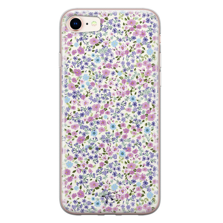 Telefoonhoesje Store iPhone SE 2020 siliconen hoesje - Purple Garden