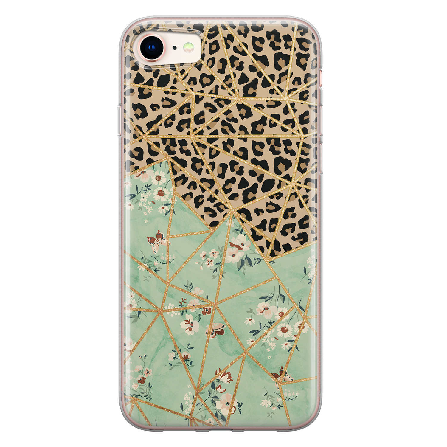 Leuke Telefoonhoesjes iPhone SE 2020 siliconen hoesje - Leo Flower