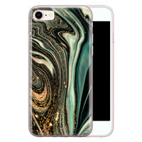 ELLECHIQ iPhone SE 2020 siliconen hoesje - Marble Khaki Swirl