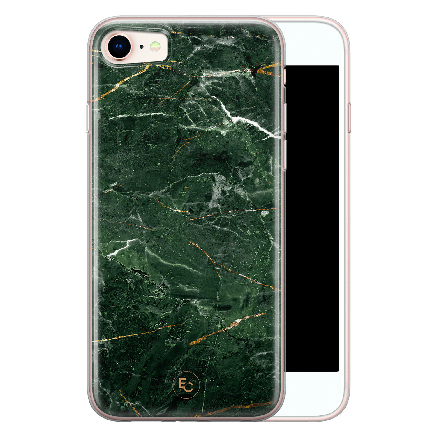 ELLECHIQ iPhone SE 2020 siliconen hoesje - Marble jade green