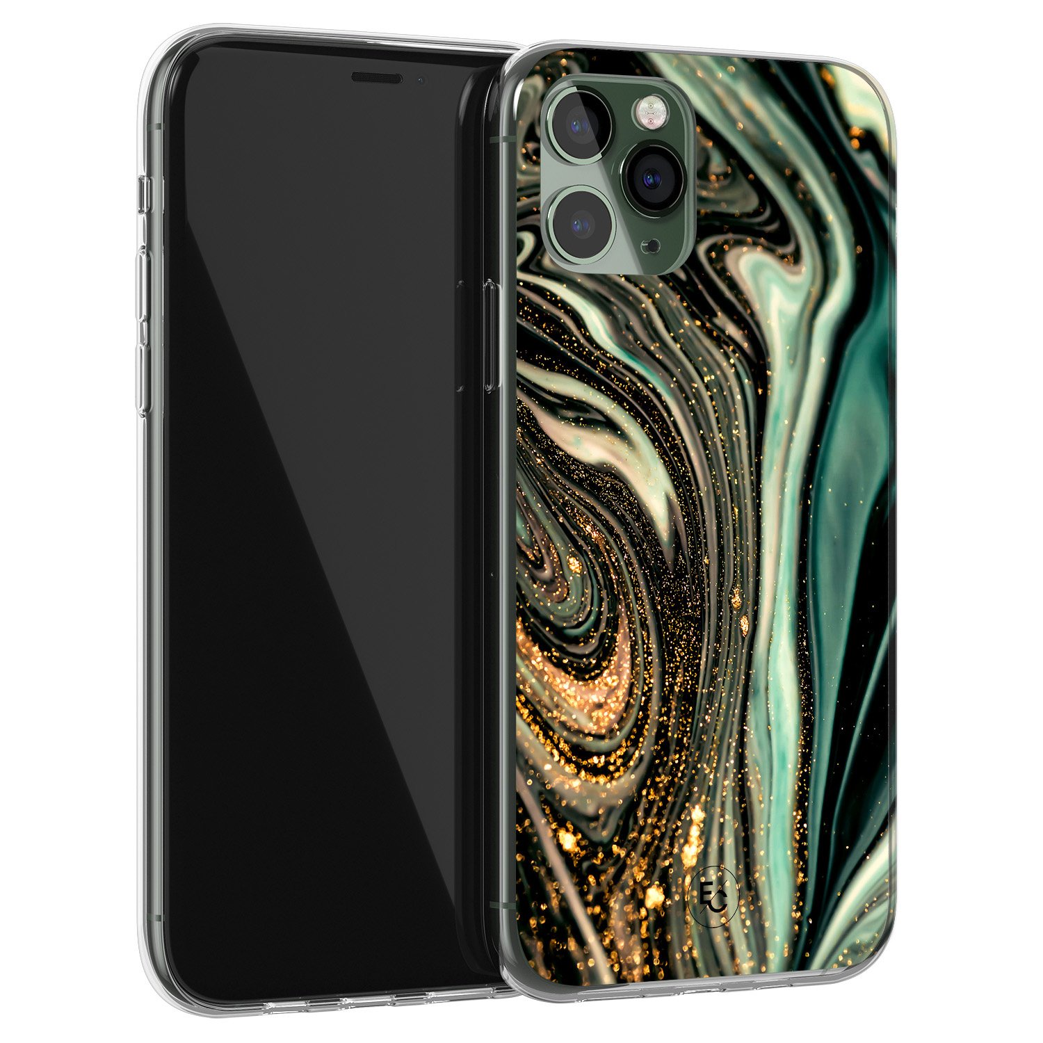 ELLECHIQ iPhone 11 Pro siliconen hoesje - Marble Khaki Swirl