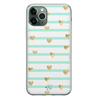 Telefoonhoesje Store iPhone 11 Pro Max siliconen hoesje - Mint hartjes