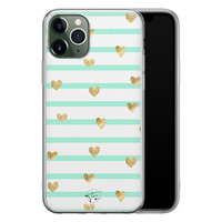 Telefoonhoesje Store iPhone 11 Pro Max siliconen hoesje - Mint hartjes