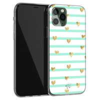 Telefoonhoesje Store iPhone 11 Pro Max siliconen hoesje - Mint hartjes