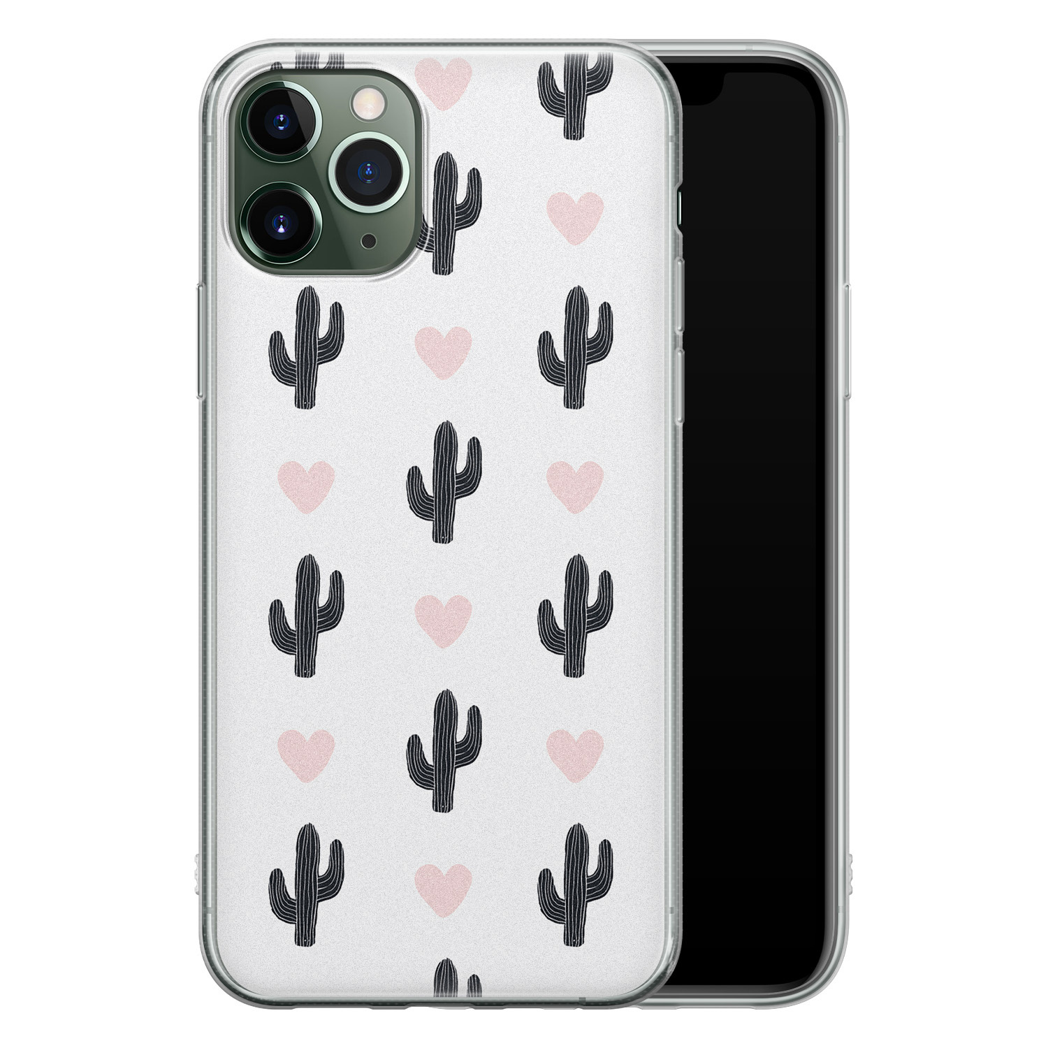 Leuke Telefoonhoesjes iPhone 11 Pro Max siliconen hoesje - Cactus hartjes