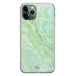 Telefoonhoesje Store iPhone 11 Pro Max siliconen hoesje - Marmer Limegroen