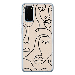Leuke Telefoonhoesjes Samsung Galaxy S20 siliconen hoesje - Abstract gezicht lijnen