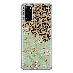 Leuke Telefoonhoesjes Samsung Galaxy S20 siliconen hoesje - Luipaard flower print