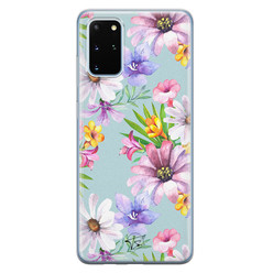 Telefoonhoesje Store Samsung Galaxy S20 Plus siliconen hoesje - Mint bloemen