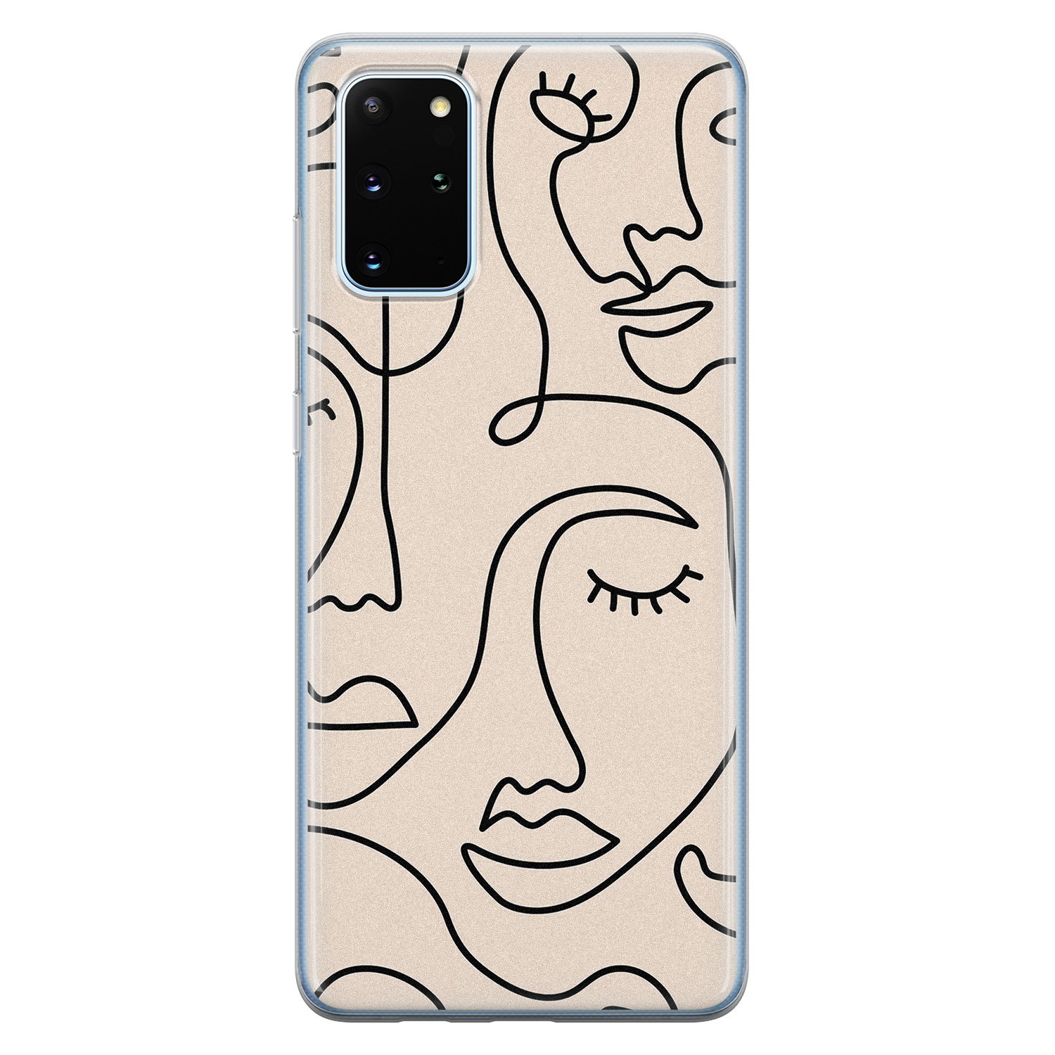 Leuke Telefoonhoesjes Samsung Galaxy S20 Plus siliconen hoesje - Abstract gezicht lijnen