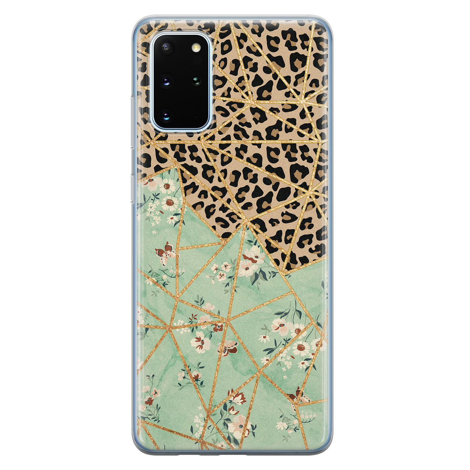 Leuke Telefoonhoesjes Samsung Galaxy S20 Plus siliconen hoesje - Luipaard flower print