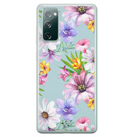 Telefoonhoesje Store Samsung Galaxy S20 FE siliconen hoesje - Mint bloemen