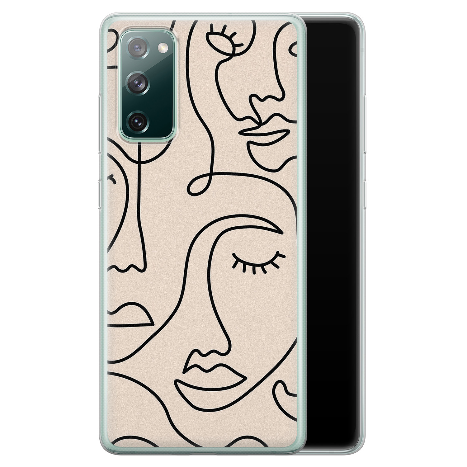 Leuke Telefoonhoesjes Samsung Galaxy S20 FE siliconen hoesje - Abstract gezicht lijnen