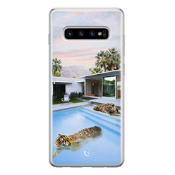ELLECHIQ Samsung Galaxy S10 siliconen hoesje - Tiger pool