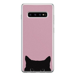 Telefoonhoesje Store Samsung Galaxy S10 siliconen hoesje - Zwarte kat