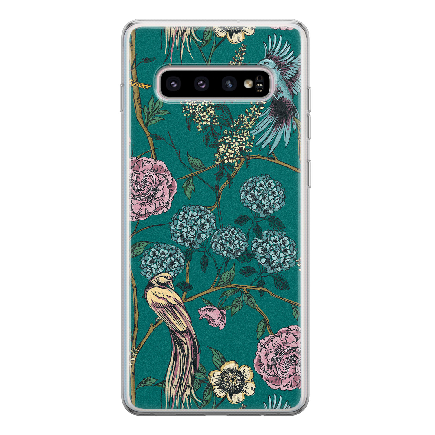 Telefoonhoesje Store Samsung Galaxy S10 siliconen hoesje - Bloomy birds