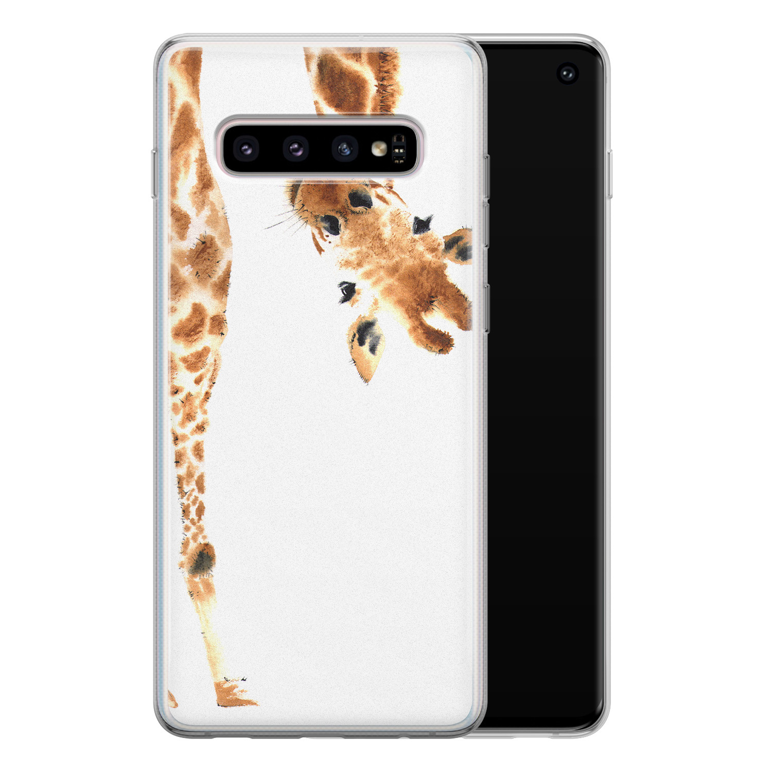 Leuke Telefoonhoesjes Samsung Galaxy S10 siliconen hoesje - Giraffe peekaboo